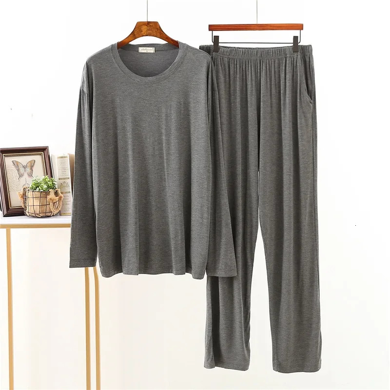 Japanese style modal spring and autumn mens pajamas longsleeved loose large size home service suit men pajama set sleepwear 251021