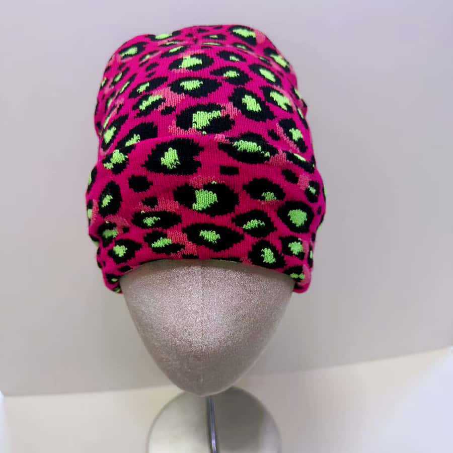 Fashion Winter Leopard Print Jacquard Knitted Hat Brimless Warm Cold Hat Fleece Lined Thick Versatile Knit Hat H251020