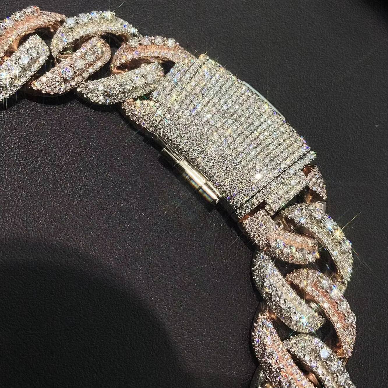 10K14K18K Gold Cuban Chain Set for Men Franco Bracelet CVD Lab Diamond Necklace 2 Row Custom Luxury Jewelry