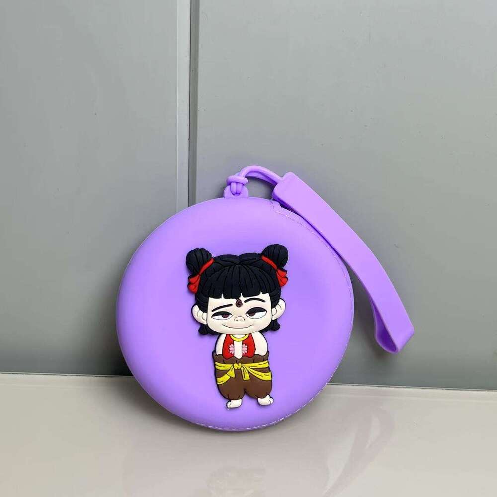 Cartoon Coin Purse Nezha 2 Demon Child Headphone ID Zipper Silicone Lipstick Bag Storage Mini