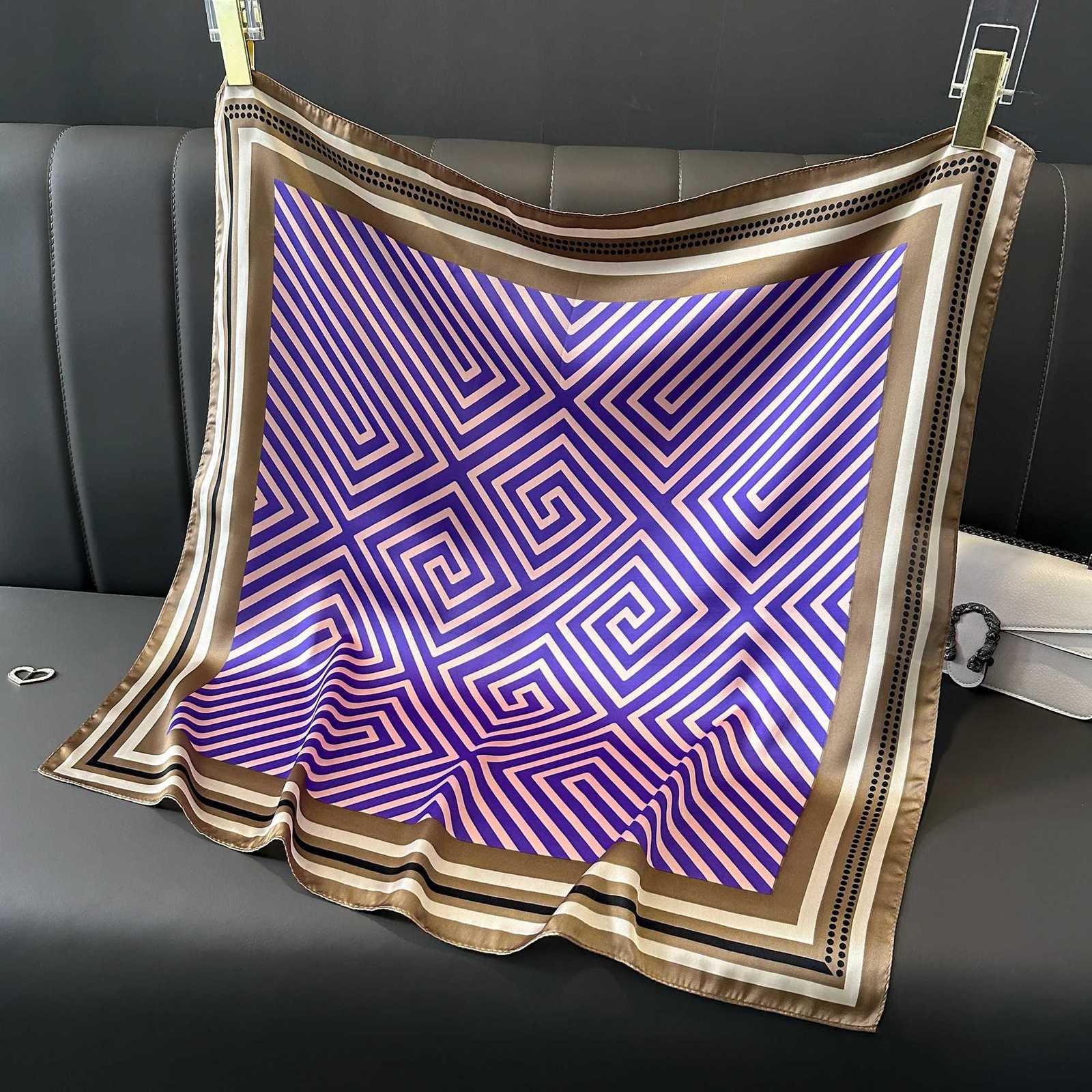 2025 Luxury Brand Silk Square Plaid Scarf Wen Satin Neck Hair Tie Band Soft Work Neckerchife Hijab Fa FoardW251021