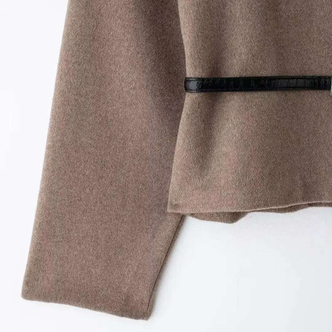 Womens Outerwear Fashion With Belt Soft Top Elegant Chic AutumnWinter Coat 251021