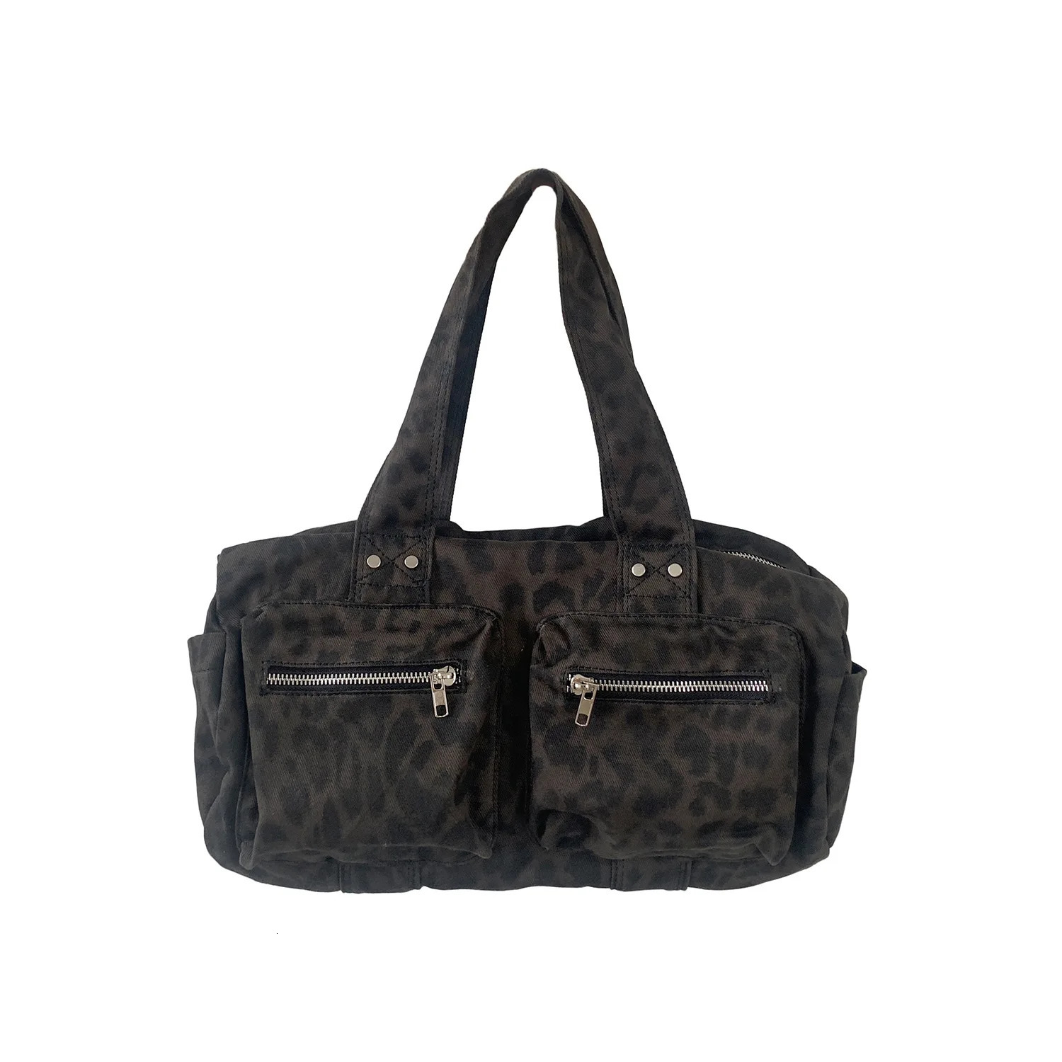 Large Capacity Leopard Print Shoulder Bag Y2K Vintage Underarm Purse for Women Lazy Style Casual Tote Bag 251015