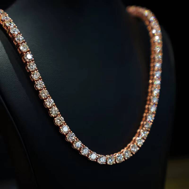 6MM VVS Moissanite Diamond Tennis Chain Necklace 925 Sterling Silver Iced Hip Hop Style Factory Wholesale Price for Men Women