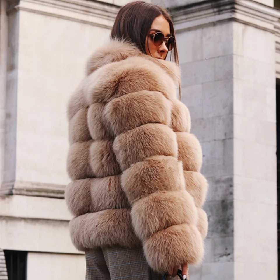 QUEENTINA Fox Fur Coat Real Winter New Outwears Womens Fashion Luxury Jacket High Quality Clothing Natural And Stand Collar Y251105