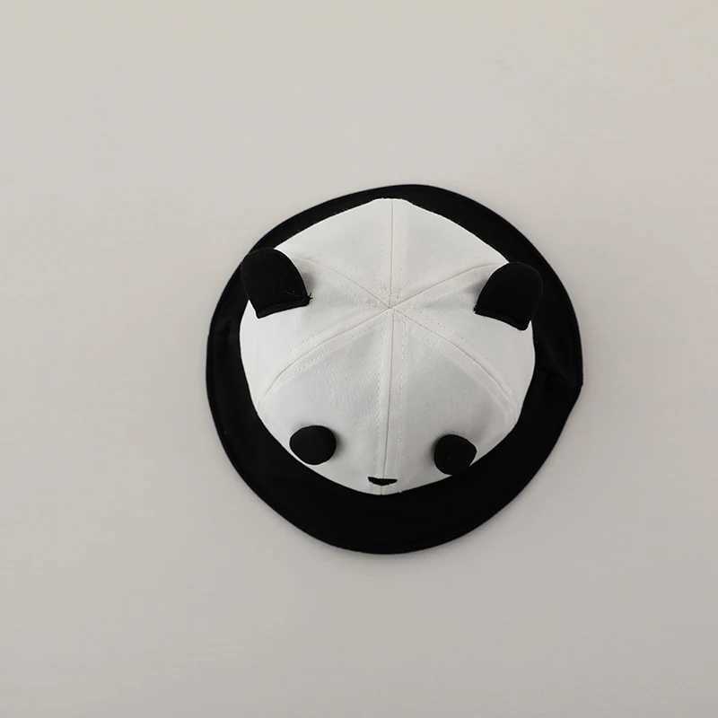 Cute Panda Basin Cap 618Months Baby Sunshade Fisherman Hat Cartoon Ear Kids Bucket Caps Cotton Breathable Children Sun Visors J251021