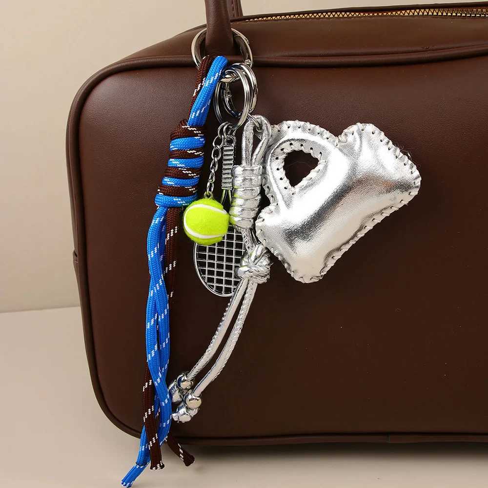 INS Style PU Leather Little Bag Pendant Keychain Exquisite Bag Charm Woven Rope Tennis Racket Hanging Piece Trend AccessorieA316 W251021