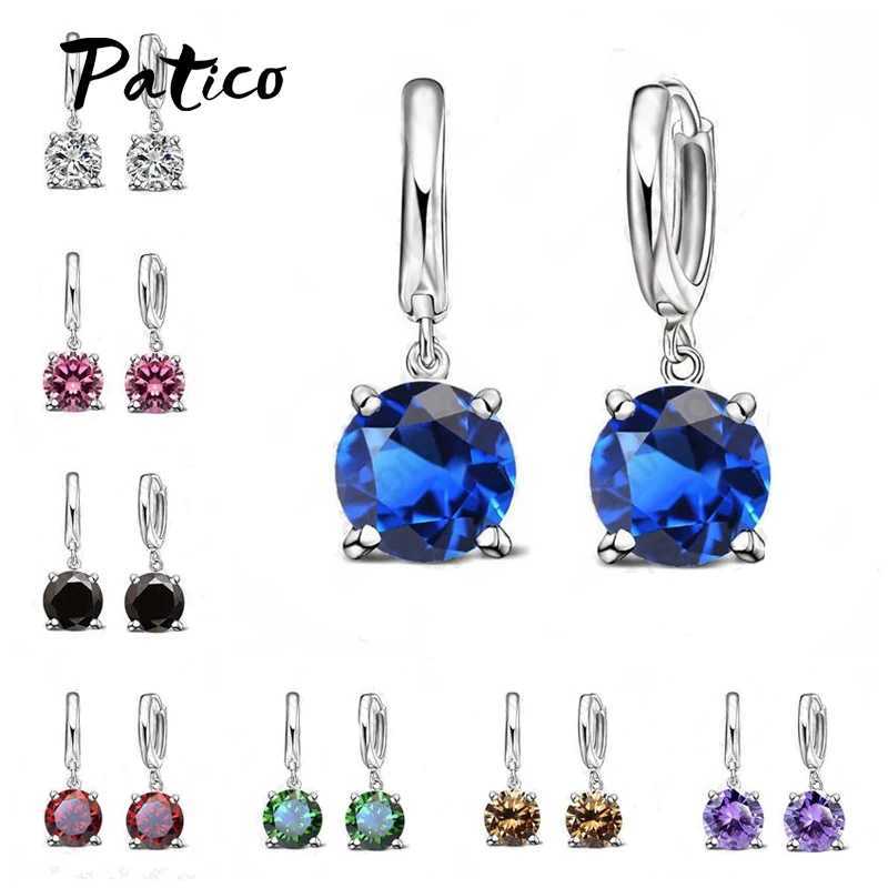 Real 925 Pure Sterling Silver Dangle Earrings CZ Crystal Big Round Earrings For Women Girls Gift Fashion Jewelry J251021