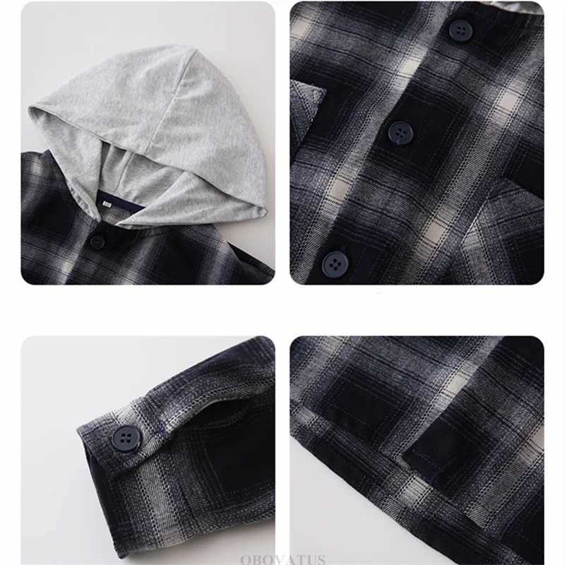 New Casual Family Matching Outfit Long Sleeve Hooded Shirt For Parent and Child Matching Clothes Plaid Shirt Family Look Costume L2510214JCU