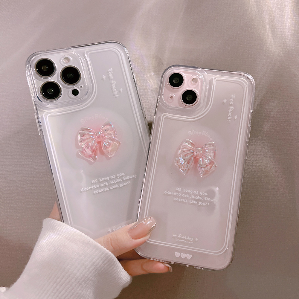 Compatible with iPhone 17 Case,Cute 3D Crystal Bow Tie Bowknot Glitter Sparkle Bling Camera Lens Protection Transparent Clear Soft Shockproof Cover Ph
