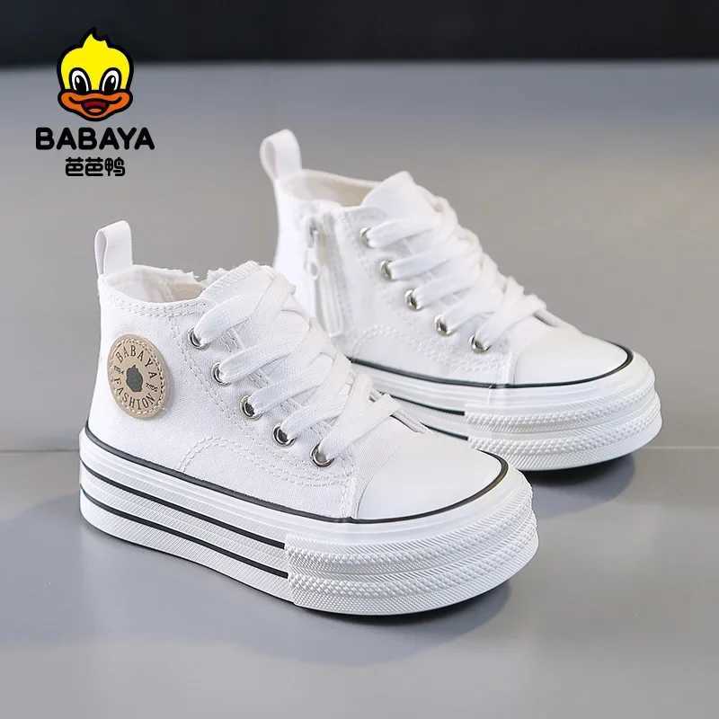 Babaya 2025 Autumn New High Top Childrens Canvas Shoes Girls Shoes Boys Breathable Cloth Shoes Kids Sneaker Spring Lacing W251021