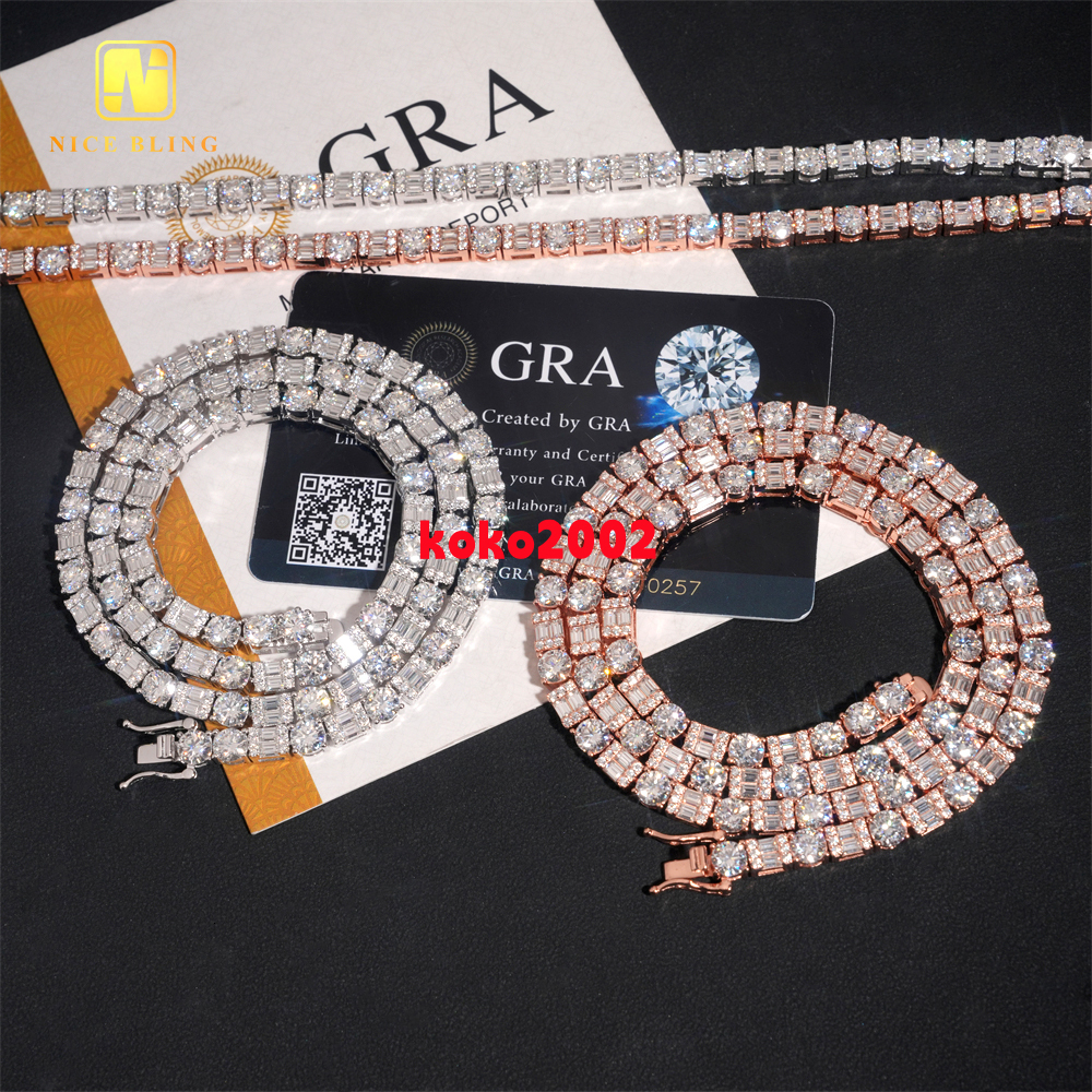 Fashion Fancy Cut Iced Out 5MM Tennis Chain 925 Silver Moissanite Diamond Tennis Necklace Pass Diamond Test Moissanite Necklace