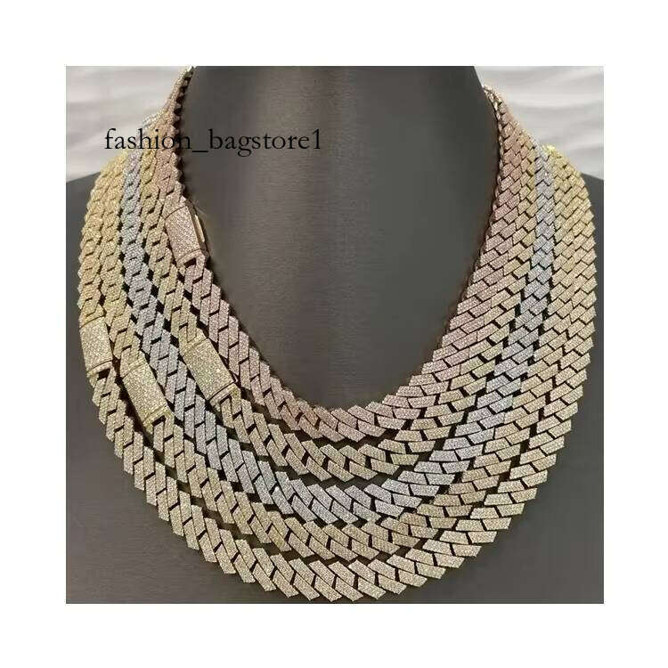 12mm Gold-Plated Moissanite Ice Sier Cuban Necklace Hip-Hop Jewelry for Men and Women Party Chain