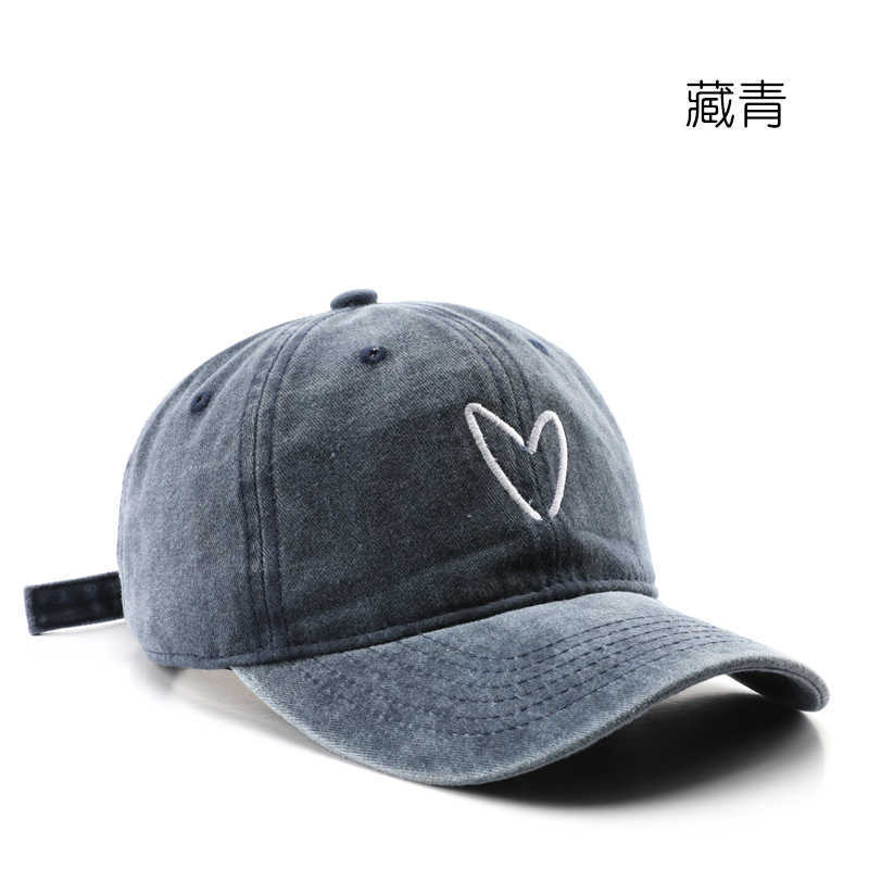 Unique Womens Washed Vintage Heart Embroidery Baseball Cap Outdoor Mens Sun Protection Visor Cap H251020