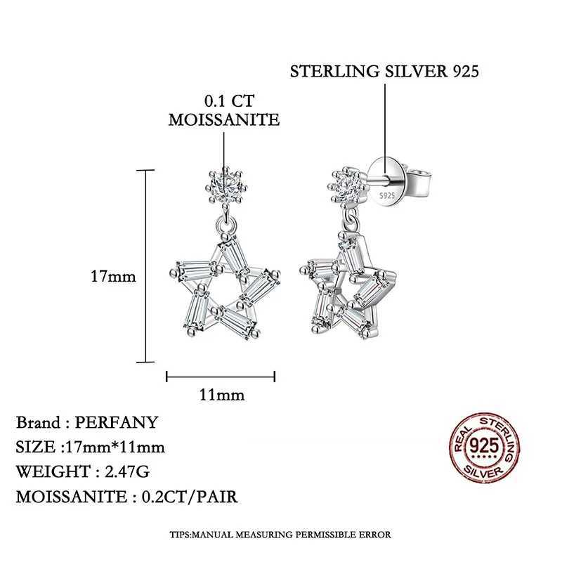 PERFANY 02CT Moissanite Drop Earring Women S925 Pure Silver Star Design Laboratory Diamond Fashion Jewelry Party Gift J251021