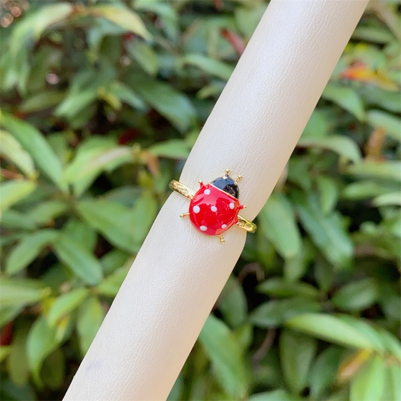 Designer ring Copper plated 18K gold ladybug ring diamond ring for women engagement rings men ring Halloween gift free shipping