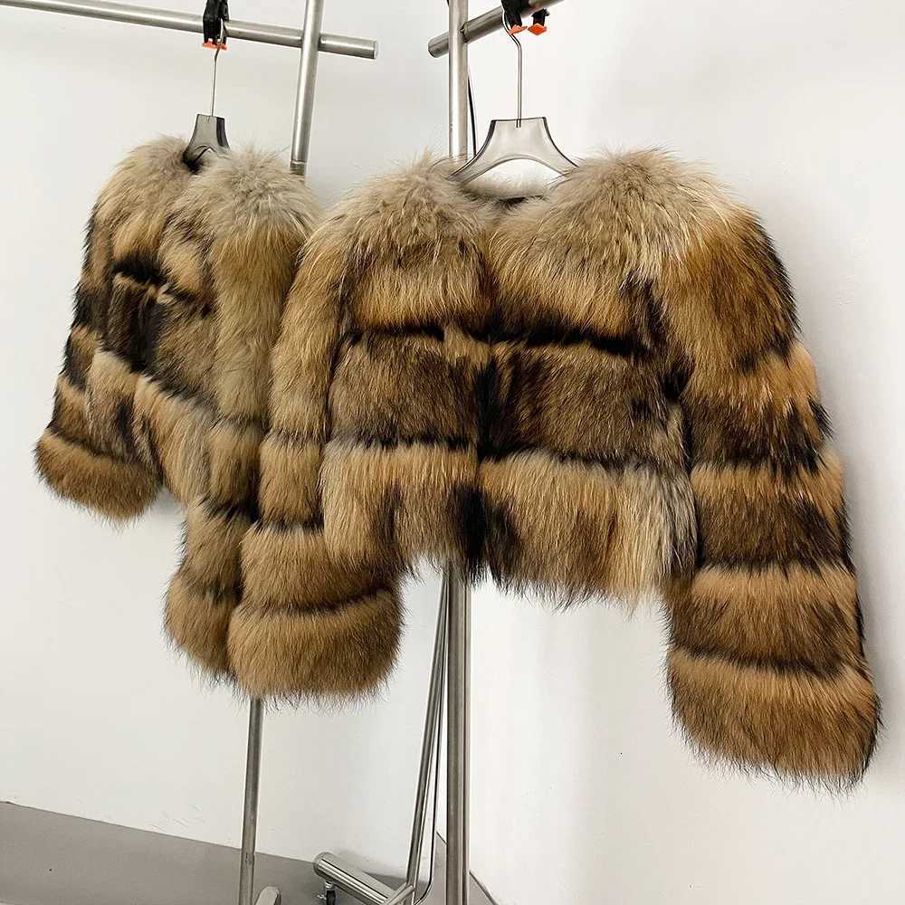 WHOLESALE 2025 NewNatural Raccoon Fox Fur Coat High Quality Winter Jacket Women Fluffy Real Fur Thick Warm Outerwear Streetwear Y251105