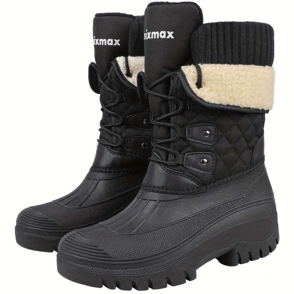 Warm Lined Knixmax Outdoor For Ladies | Non-Slip Boots With Upper - Winter Snow Season Shoes