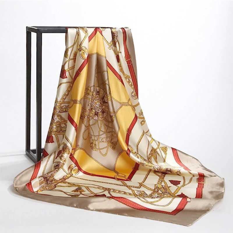 9090cm Wen Square Silk Scarf Luxury Brand Large Shawl Neckerchi Print band Fa Foard Bandana Wraps Hijab ScarvesW251021