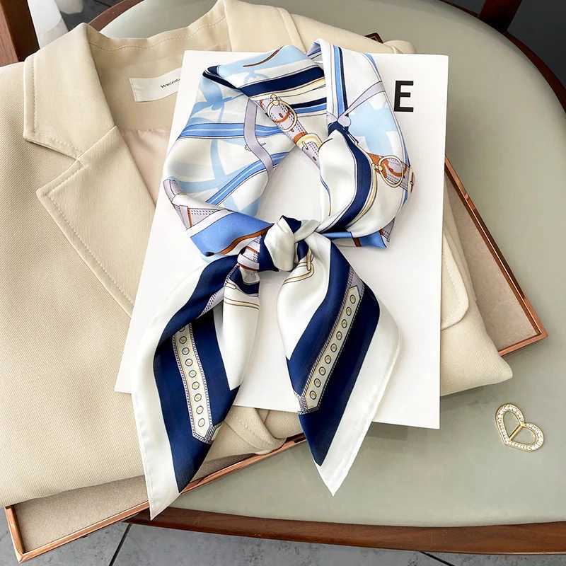 2024 New Nautical Print Square Scarf Thin Breathable Silky Neck Scarf Glamorous Style Sunscreen Headscarf 70CMx70cm W251021
