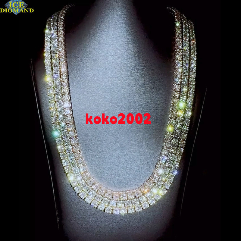 Factory Wholesale Price Tennis Chain Hip Hop 925 Pure Silver 2mm 3mm 4mm 5mm 6mm 65mm VVS Moissanite Diamond Tennis Chain