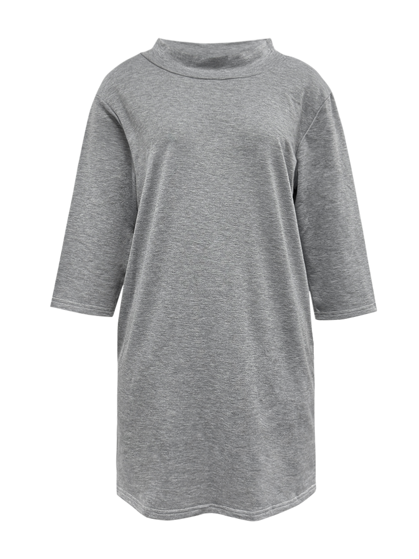 Women's Autumn & Winter Fashion Commute Style Solid Color Elegant Straight Dress, Milk Silk 3/4 Sleeve Semi-Circular Neck Casual Dress (S-XXL, Gr