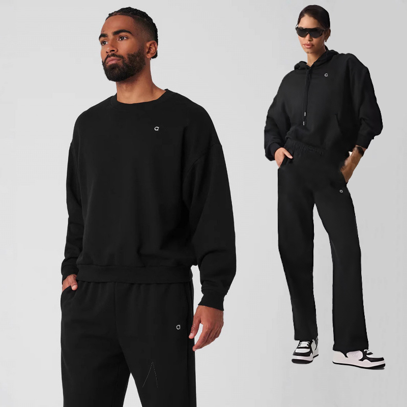 High quality Women Yoga Casual zipper hoodie sets Oversized men Sweatshirts 3D Logo Long Sleeve set quarter zipper sweatshirt Gym men aloliness Sweatshirts