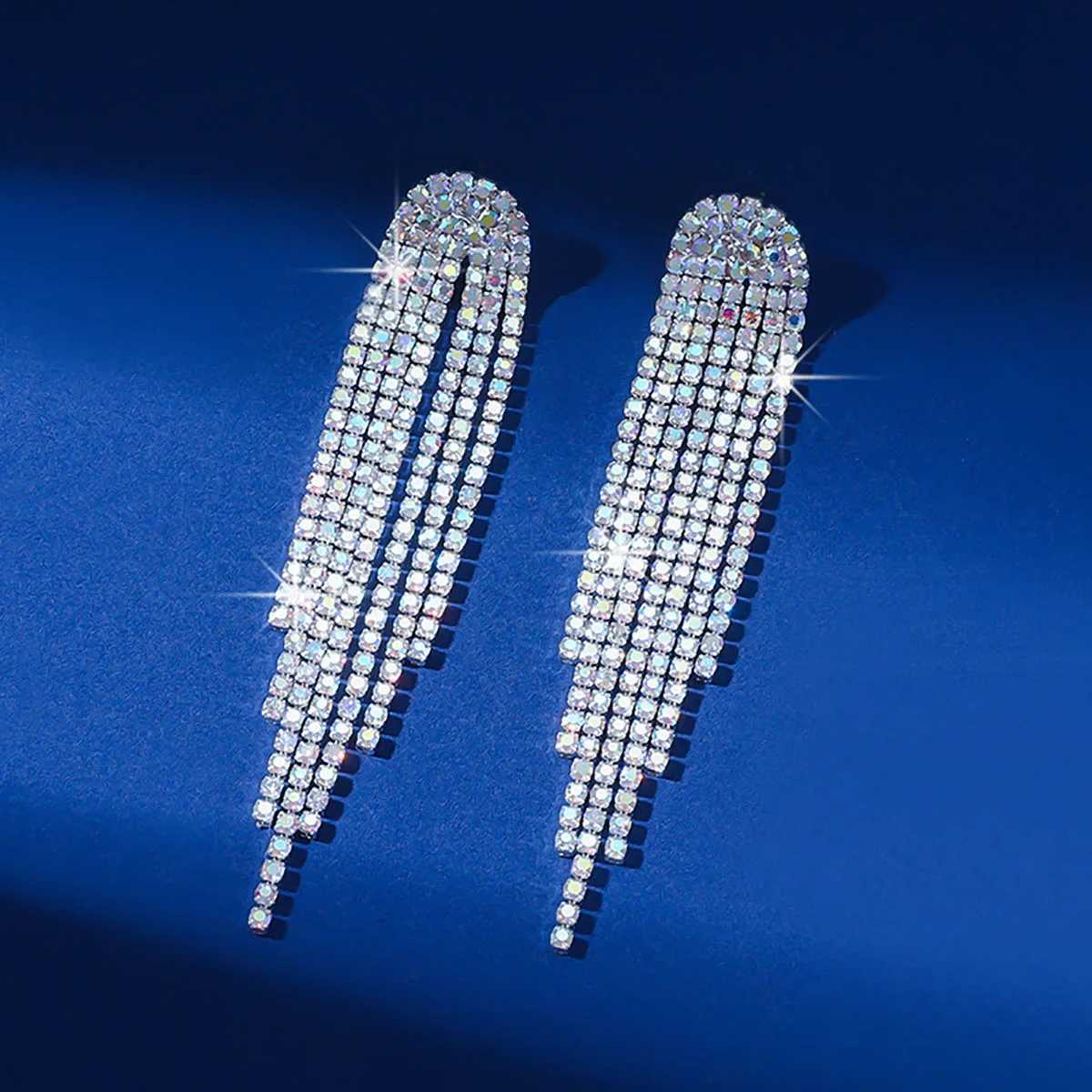 BLIJERY Fashion Long Tassel Drop Earrings for Women Black Gold Silver Color Rhinestone Dangle Earring Wedding Party Jewelry Gift J251021