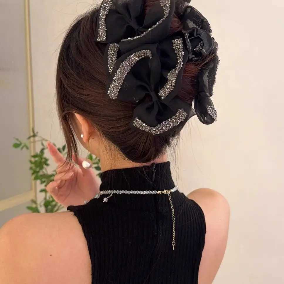 Korean Style Mesh Bow Hair Accessories New HeadwearFemale Hair Claws Spring Autumn Curling Clips Hair Clip Women Party HairpinsW254021