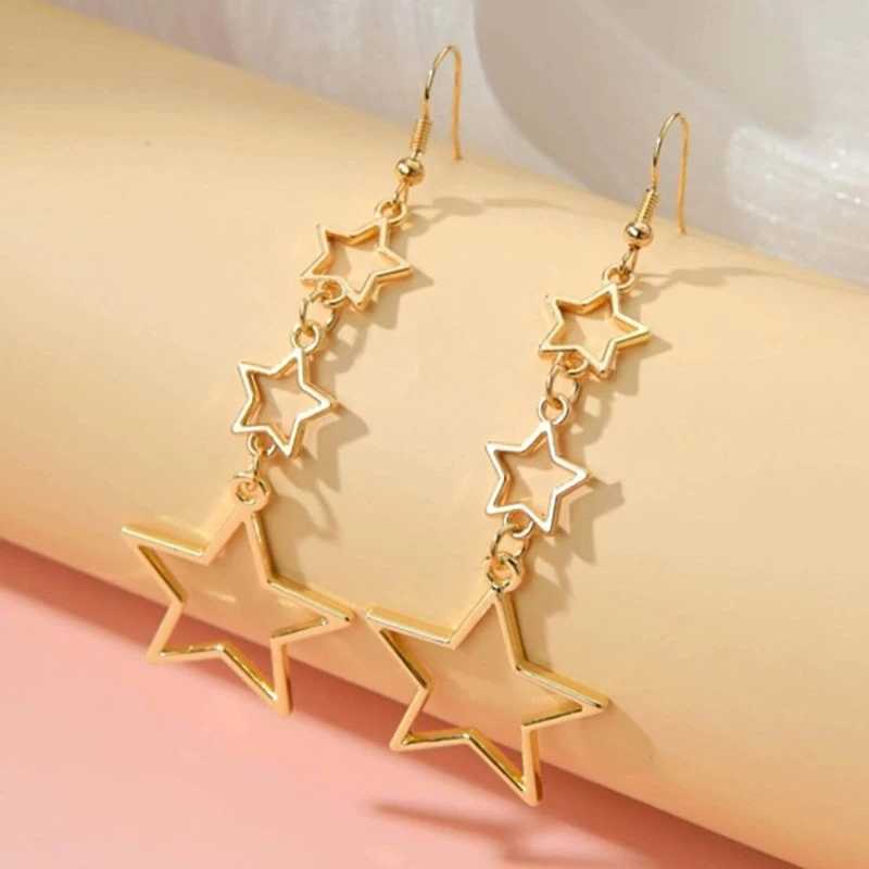 Hollow Ear Hook Long Earring Simple Summer Jewelry Party Gifts Geometric Pentagrams Earrings Jewelry for Women Girls J251021