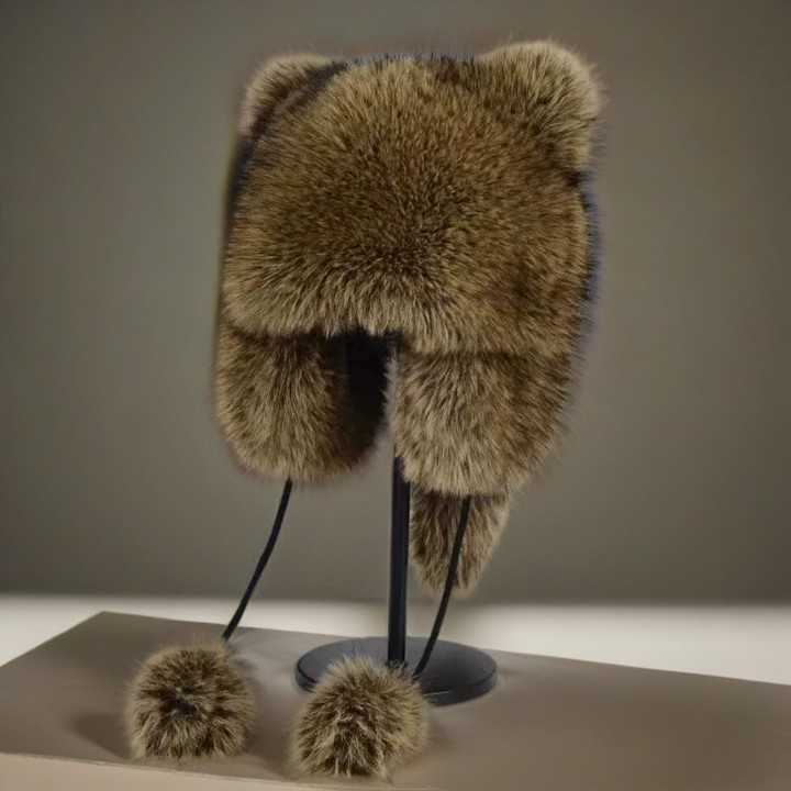 Imitation Fox Fur Little Raccoon Hat for Women Winter New Thickened Warm Hat Fashionable Versatile Feng Hat H251020
