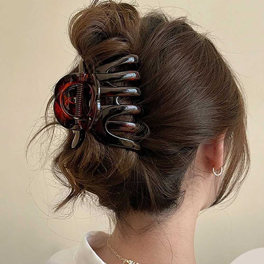 Acrylic Pumpkin Hair Clips Hollowed Simple Fashion Hair Claw For Women Vintage Temperament Shark Y2k Trendy Hair Volume ClipsW254021