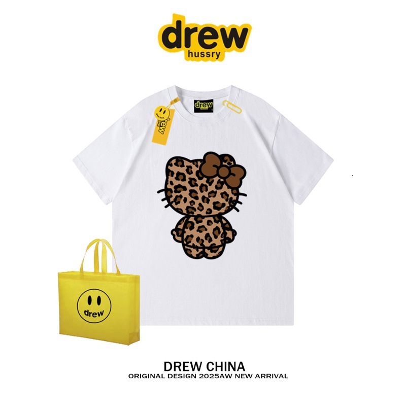 2025 American designer fashion leopard print autumn and winter retro loose luxury couple short sleeved T-shirt