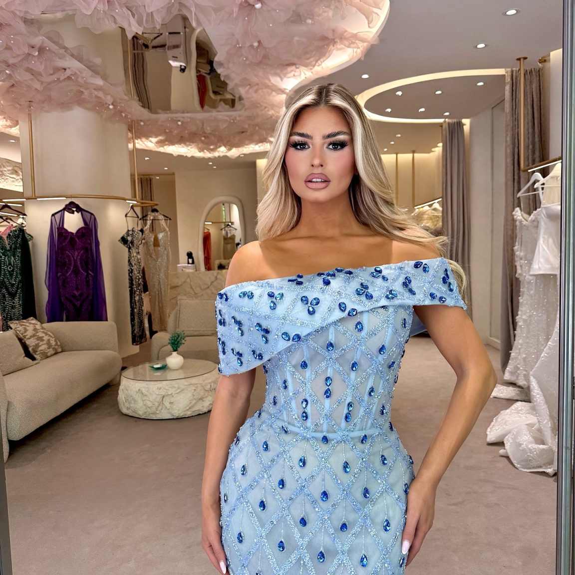 Fashion Mermaid Evening Dress Sleeveless Prom Gowns Boat-Neck Beads Satin Sexy Prom Dress vestidos de novia Size Customized Robes De Mariee L252708