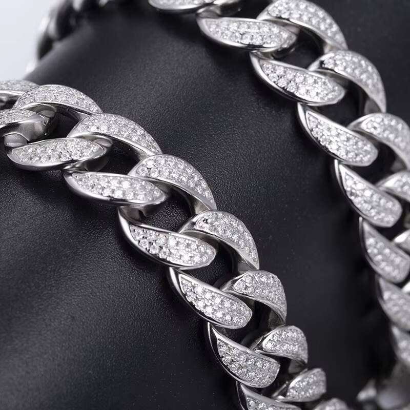 Hip Hop Jewelry Moissanite Cuban Necklace Ice Out Moissanite Cuban Link Chain