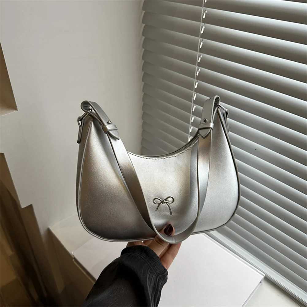 Crescent Shoulder Bag PU Leather Hobo Handbag Cute Bow Clutch Bag Y2k Tote Bag Purses Underarm Purse for Women GirlsXJ251021