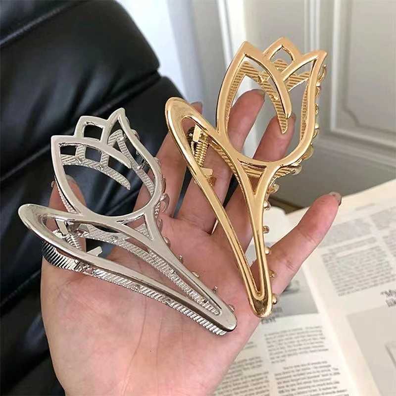 Tulip Hair Catch Metal Hair Claw Women Shark Clip Hairpin Female Headwear Girl Headdress Hair AccessoriesW254021