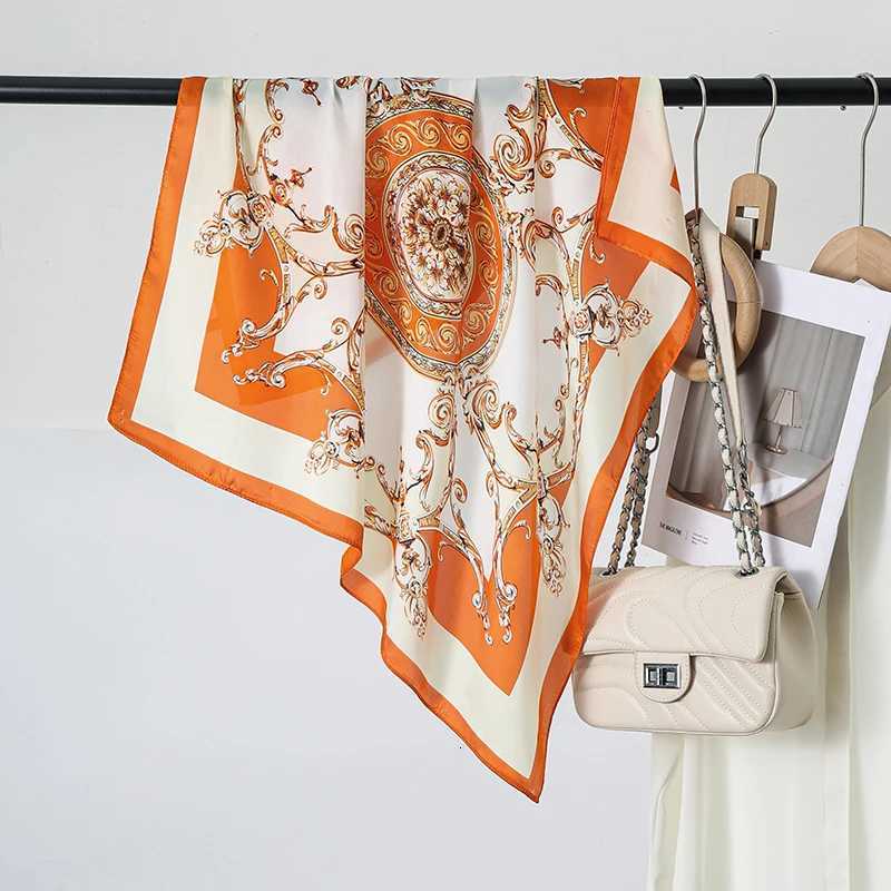 70cm Silk Square Scarf Wen Fashion Luxury Brand Satin Neck Tie Fa Hair Bandana kerchi Shawl Wrap Hijab EcharpeW251021