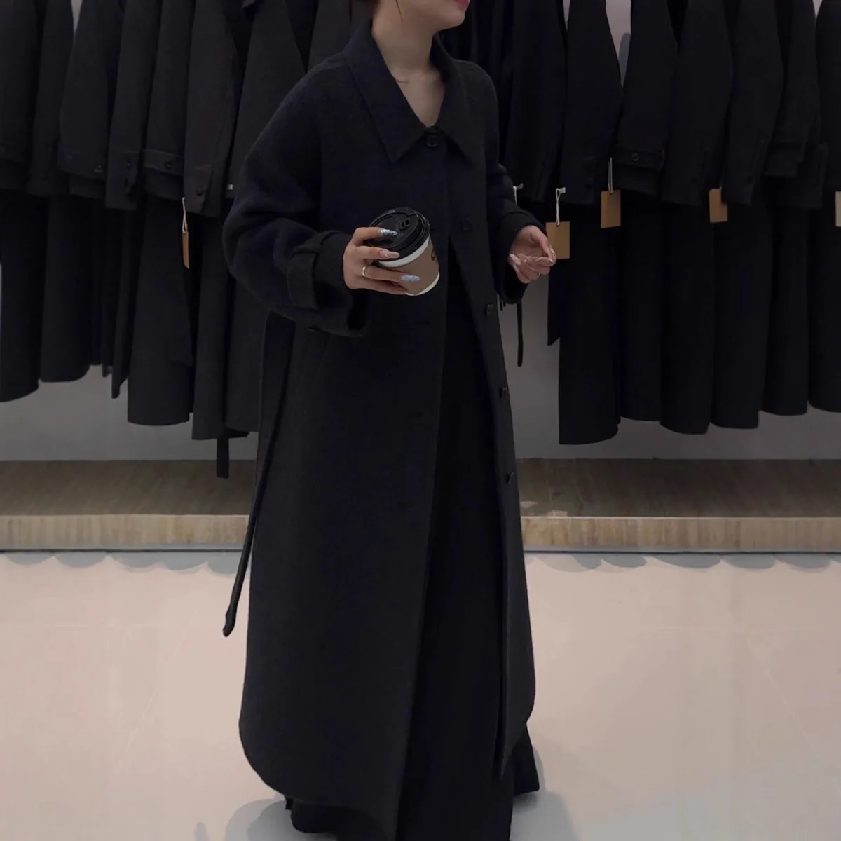 BJTZ Autumn Winter Loose MidLength DoubleSided For Women Woolen Oversized DoubleSided Wool Coat Jacket 251017