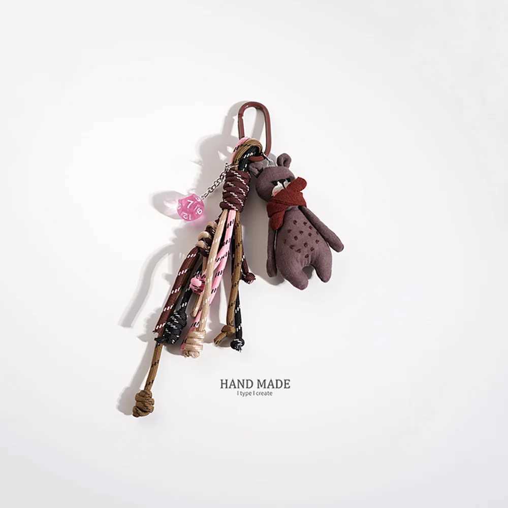 Cute Scarf Little Bear Keychain Cartoon Plush Doll Pendant Bag Charm Wope Rope Design Beaded Hanging Piece Accessories A257 J251121