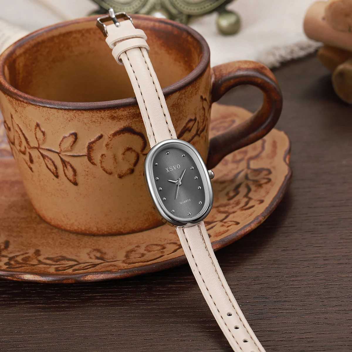 Womens stylish quartz with a point scale metallic leather str for Halloween Christmas giftXJ251021