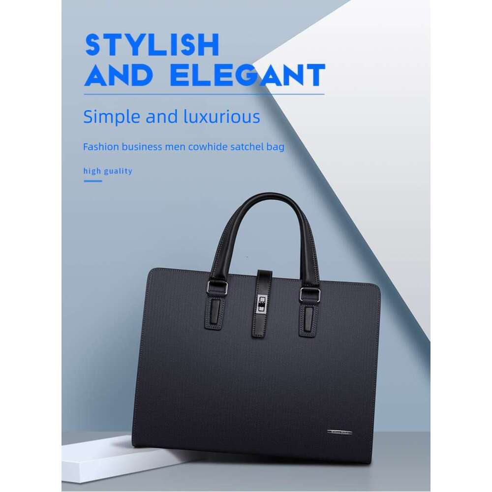 Luxury bag Briefcase Business Large Capacity Genuine Handbag Shoulder High end Leather Men s Bag