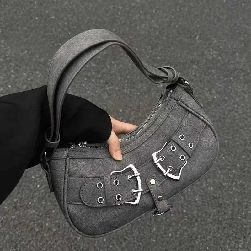 Sweet Cool Denim Grey Shoulder Bag Women Y2k Grunge Hot Girls Casual Handbag Lady Vintage Versatile Underarm Bag Autumn bolsasXJ251021