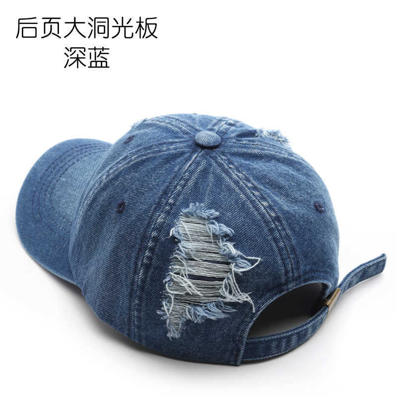 Fashion Distressed Washed Denim Baseball Cap Outdoor Street Style Mens Sun Protection Visor Cap H251020 7IHI