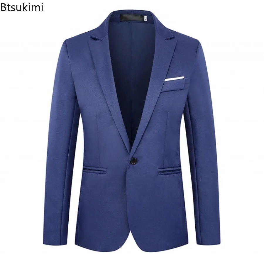 2025 Mens Slim Blazers Fashion Singlebutton Business Casual Suit Jacket Solid Elegant Stylish Party Wedding Suit Tops Male 251021