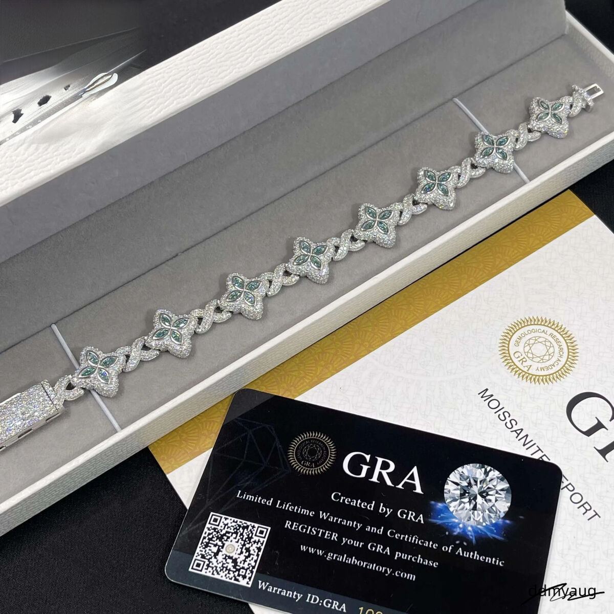 Jewelry 15Mm Marquise Flower Design Four Leaf Clover Sier Iced Out Moissanite Cuban Link Bracelet Men Women Ddmyaug