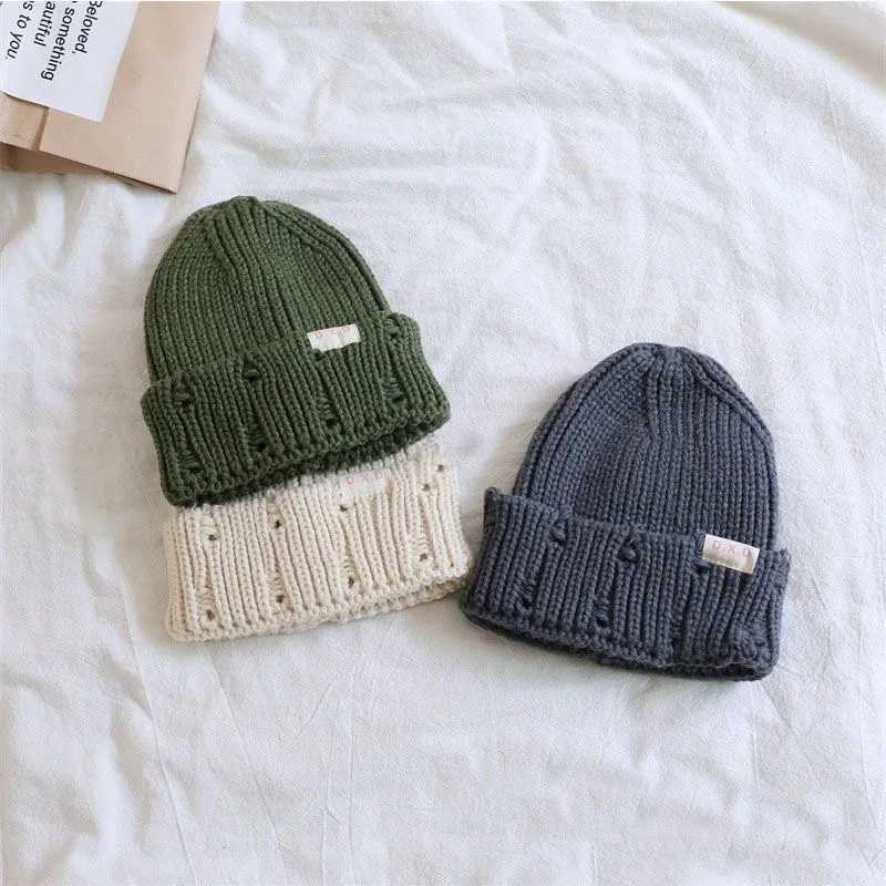 Autumn and winter baby wool hat Korean version solid color mens and womens casual versatile pullover knitted hat ins style J251021