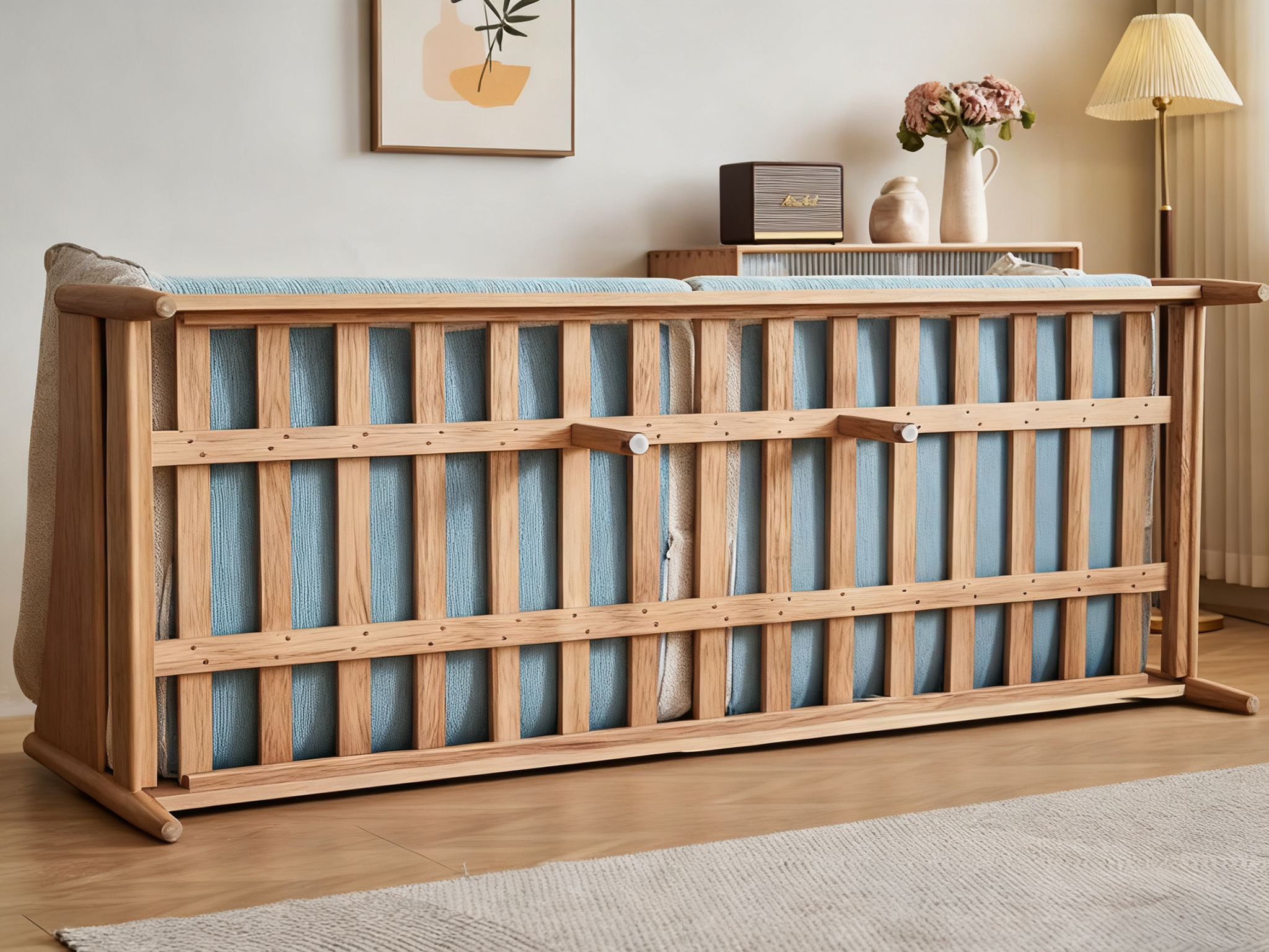 Elegant Solid Wood Upholstered North American Couch