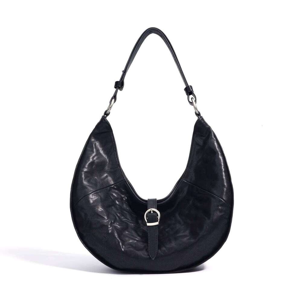 Genuine Leather Underarm New Vintage Pleated Crescent Head Layer Cowhide Fashion Women's One-Shoulder Crossbody Bag Suotong1021