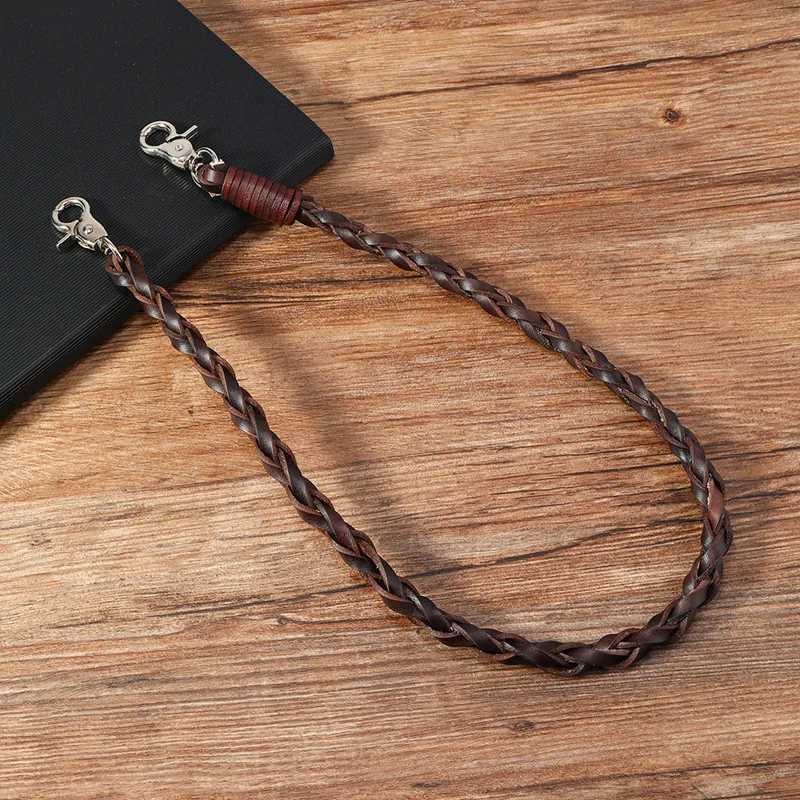 Classic Punk Biker Genuine Leather Keychain Jeans Chain Handmade Wallet Chain Waist Chain Mens Rock Clothing Accessories W251021